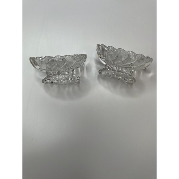 Vintage Set of 2 Clear Glass Optic Salt Cellars - Picture 4 of 4
